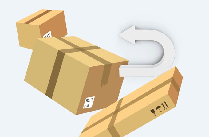 Graphic image representing package returns.