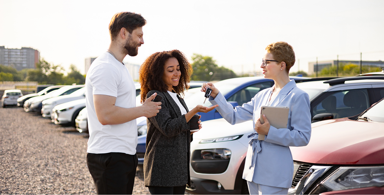 Couple buying car