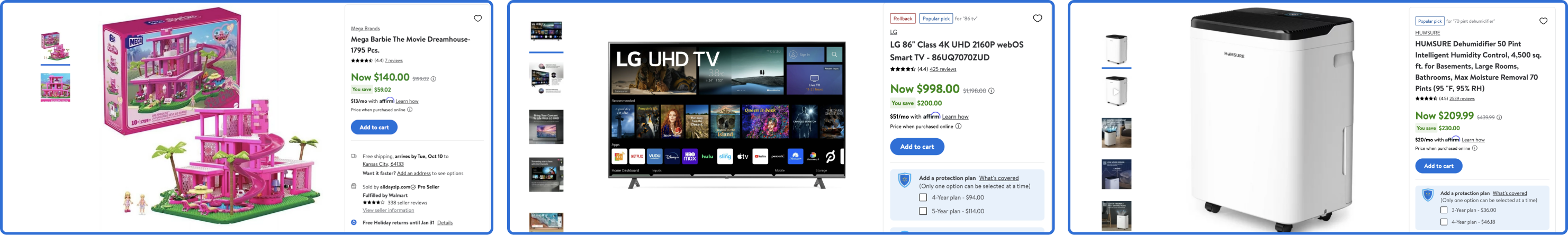 Barbie, LG TV, and dehumidifier deal during Walmart Deals 2023