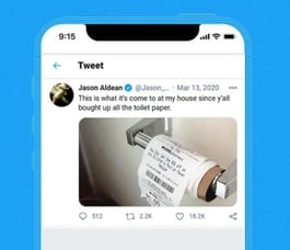 Tweet from Jason Aldean joke about toilet paper.