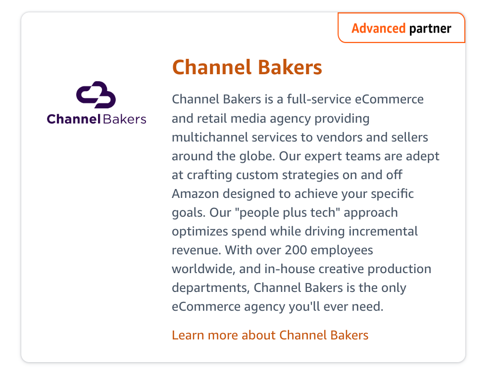 Channel Bakers via Amazon Find-a-Partner